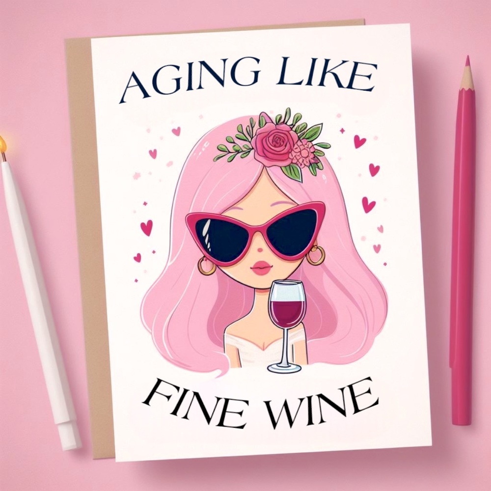 Handmade Fine Wine Birthday Card